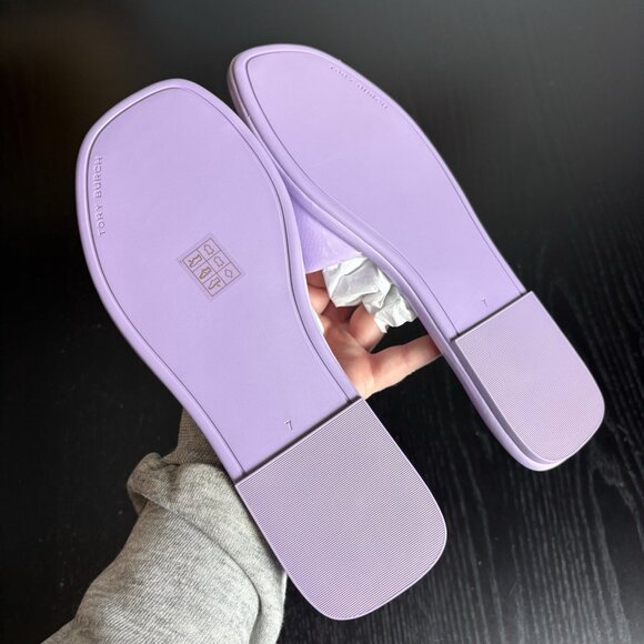 TORY BURCH Womens Size 7 Double T Sport Slide Sandals Lavender Cloud Purple NEW - Picture 5 of 9